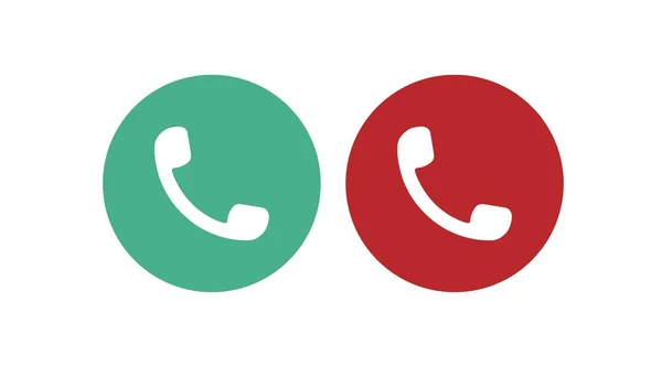 Telefon Icon Set Vorhanden Grünes Und Rotes Handy Symbol Rufsymbole — Stockvektor