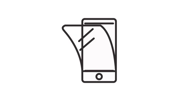 Icona Protezione Dello Schermo Dello Smartphone Illustrazione Piatta Bianco Nero — Vettoriale Stock