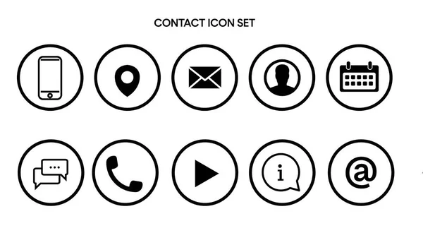 Contacte Icon Set Ilustração Preto Branco Diferentes Ícones Contato Para — Vetor de Stock