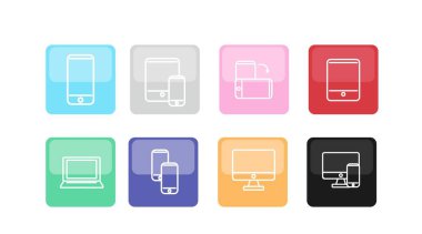 Renk Aygıtları Simgesi Ayarlandı. Vektör İzole Resimleri