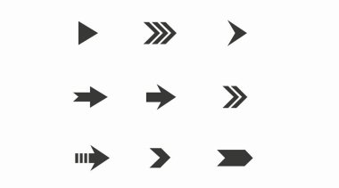 Ok simgesi vektörü ayarlandı. Vektör izole illüstrasyonu