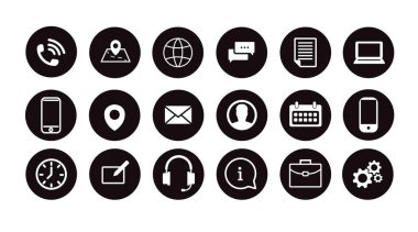 Simge Ayarla 'yla bağlantı kur. Farklı Konum simgelerinin Siyah ve Beyaz Görünümü