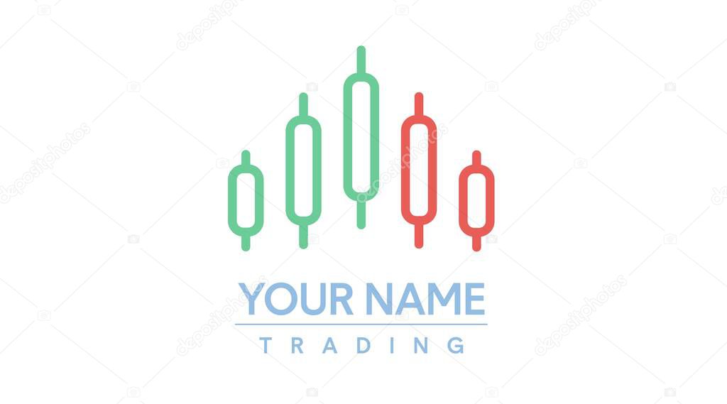 Vector Isolated Trading Icon or Illustration, with Candles or Candlesticks