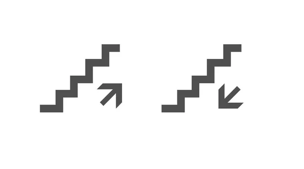 Піднімаючись Спускаючись Сходами Значок Векторні Ізольовані Чорно Білі Ілюстрації Сходи — стоковий вектор