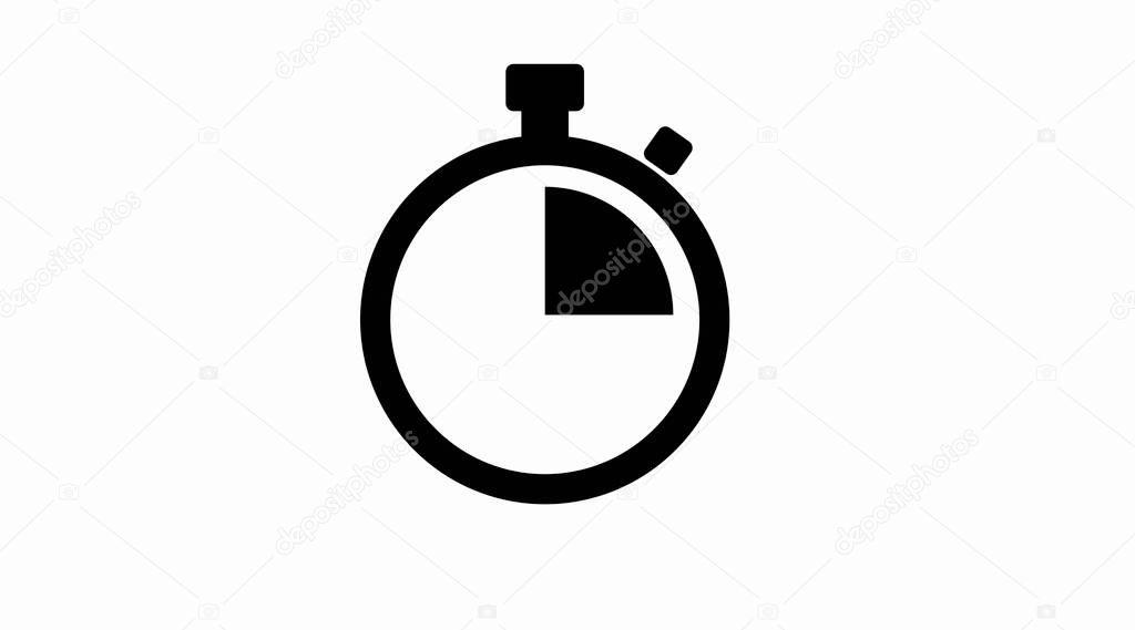 Vector Isolated Illustration of a Clock. Black and White Time Icon, Chronometer Icon