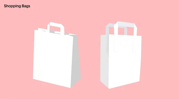 Shopping Bags Vector Isolated Illustration Two White Paper Shopping Take — Stock Vector