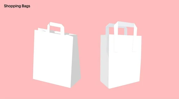 Sacos Compras Vetor Ilustração Isolada Duas Compras Papel Branco Levar — Vetor de Stock