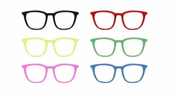 Diferentes Marcos Gafas Color Conjunto Aislado Vectorial Iconos Gafas — Archivo Imágenes Vectoriales