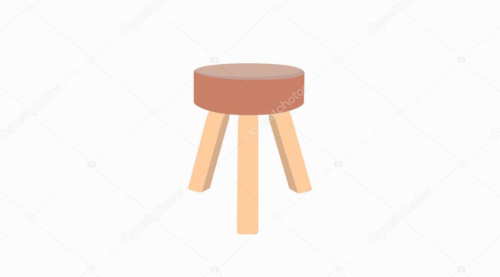 Vector Isolated Illustration of a Wooden Stool 