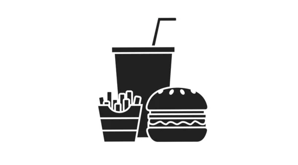 Burger Sült Krumpli Szóda Vektor Illusztráció Egyszerű Vonal Design Gyorsétterem — Stock Vector