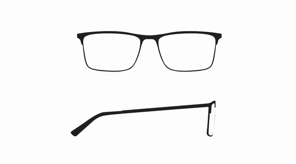 Vektorisolierte Illustration Eines Brillenrahmens Schwarze Brille Rahmt Front Und Seitenansicht — Stockvektor