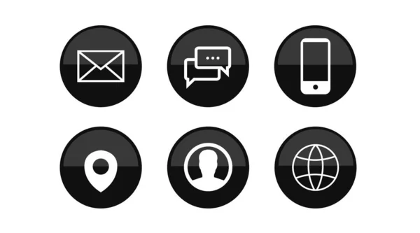 Contacte Icon Set Ilustração Preto Branco Dos Ícones Differente Contect — Vetor de Stock