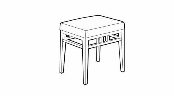 Vector Isolated Schwarz Weiß Illustration Eines Holzhockers — Stockvektor