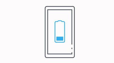 Düşük Batarya Mobil Simgesi. Düşük Batarya Simgesi olan Smartphone Aygıtının izole edilmiş vektör çizimi.