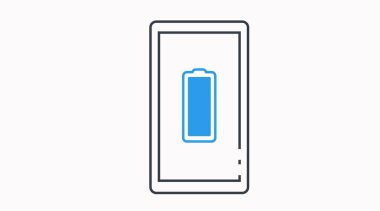 Tam Batarya Mobil Simgesi. Tam Bataryalı Akıllı Telefon Aygıtı ile izole edilmiş vektör düz illüstrasyonu.