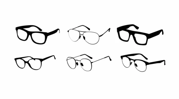 Siyah beyaz gözlük çerçeveleri. Farklı Gözlük Çerçevelerinin Vektörleştirilmiş Kümesi