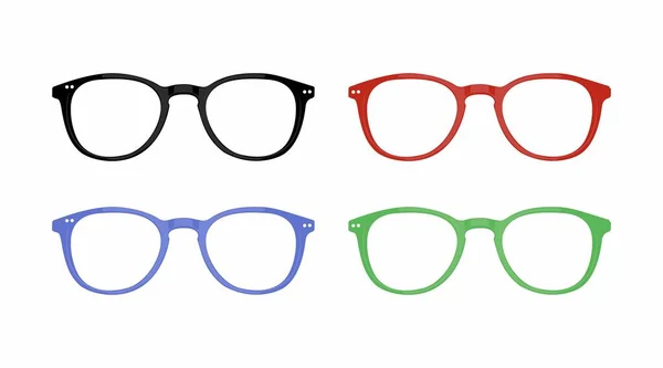 Frames Óculos Cores Diferentes Conjunto Vetorial Isolado Ícones Óculos —  Vetores de Stock