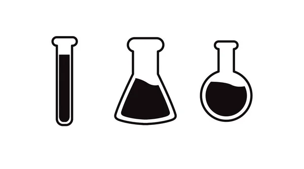 Σετ Δοχείων Επιστήμης Διάνυσμα Απομονωμένη Ασπρόμαυρη Απεικόνιση Διαφορετικών Επιστημονικών Δοχείων — Διανυσματικό Αρχείο
