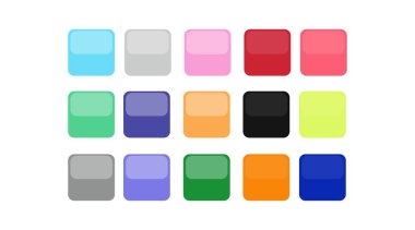 Düğmeler hazır. Farklı renk düğmelerinin vektör izole takımı