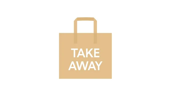 Take Away Bag Icon Vector Isolated Flat Illustration Paper Take — Stock Vector