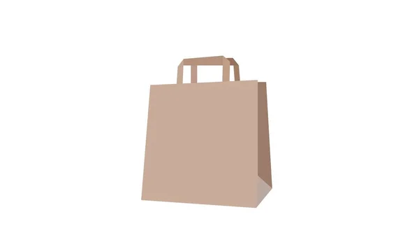 Hârtie Take Away Bag Vector Plat Ilustrație Izolată Unei Pungi — Vector de stoc