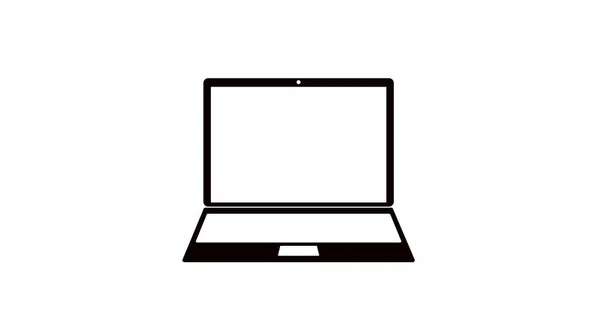 Vector Isolated Illustration Lap Top Black White Laptop Flat Icon — Stock Vector