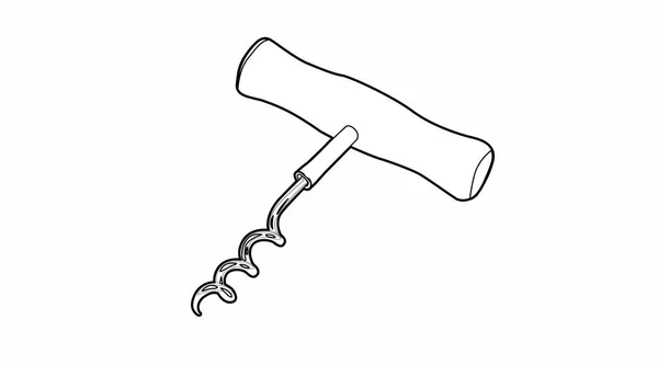 Corkscrew Icon Corkscrew的矢量线形黑白插图 — 图库矢量图片