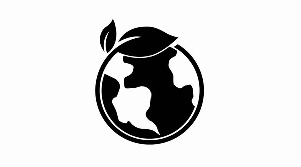 Ikona Ekologického Prostředí Ploché Izolované Černobílé Ilustrace Zeměkoule — Stockový vektor