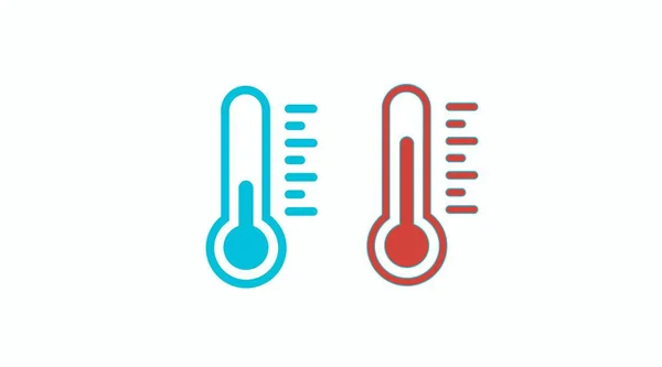 Termometerikonuppsättning Vektor Isolerade Platta Blå Och Röda Termometer Illustrationer — Stock vektor