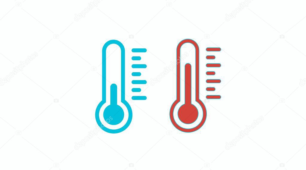 Thermometer Icon Set. Vector isolated flat blue and red thermometer illustrations