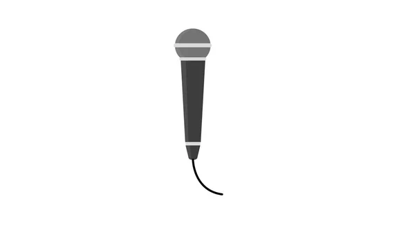 Ikona Mikrofonu Vektor Černá Bílá Jednoduchá Izolovaná Ilustrace Mikrofonu — Stockový vektor