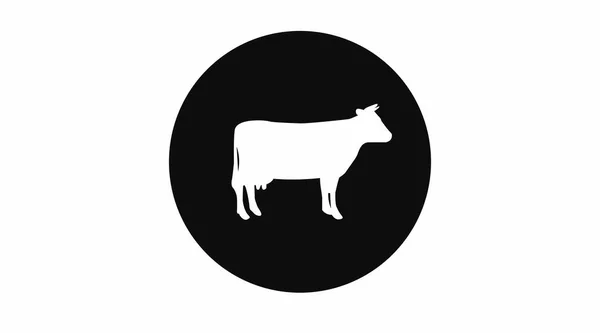 Коровья Икона Векторная Изолированная Черно Белая Иллюстрация Коровы Круге — стоковый вектор