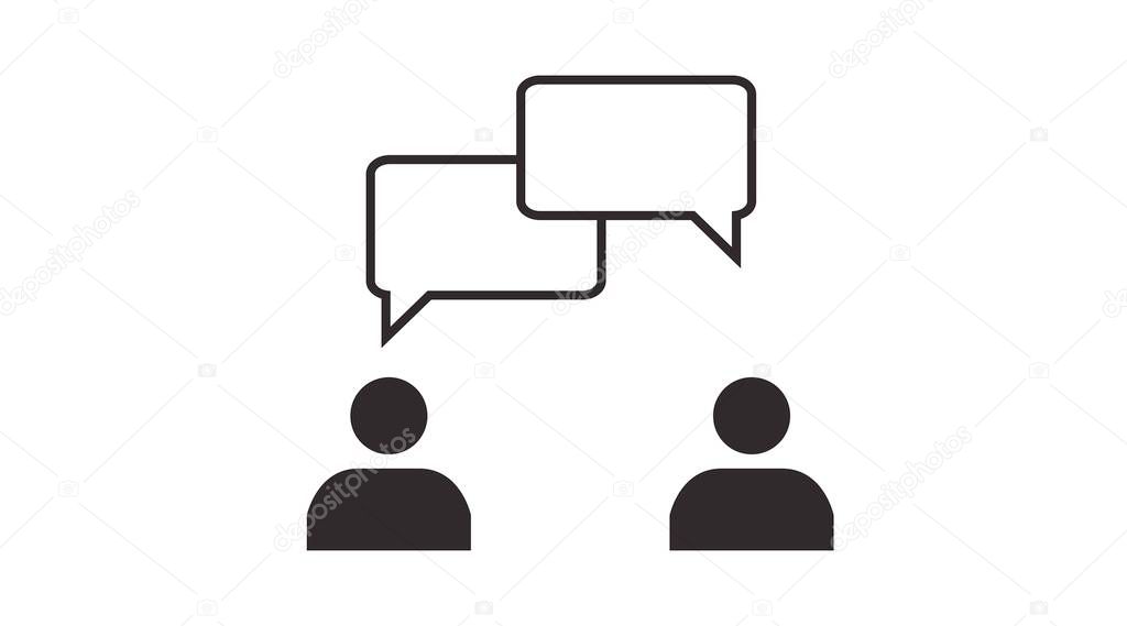 Chat Icon. Vector isolated flat illustration of two people talking