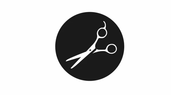 Nůžky Vlasy Vektorové Ploché Černobílé Izolované Ilustrace Nůžek — Stockový vektor