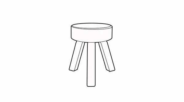 Vector Schwarz Weiß Isolierte Illustration Eines Runden Holzhockers — Stockvektor