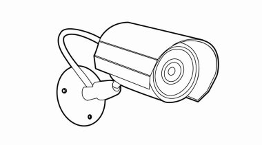 Güvenlik kamerası simgesi. Vektör, bir güvenlik kamerasının siyah-beyaz görüntüsünü izole etti