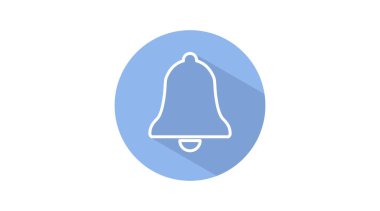 Bell Simgesi. Vektör, mavi düzenlenebilir yuvarlak bir çan çizimini izole etti. Alarm İşareti