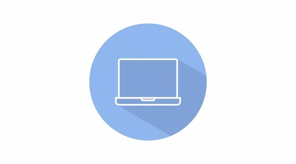 Laptop Simgesi Bir Dizüstü Bilgisayarın Izole Edilmiş Düz Düzenlenebilir Mavi — Stok Vektör