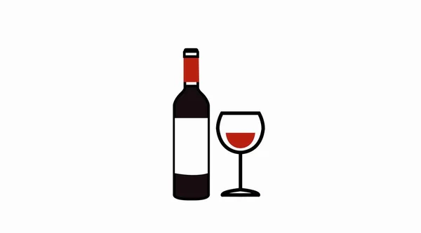 Ícone Garrafa Copo Vinho Vector Siple Editável Ilustração Plana Uma — Vetor de Stock