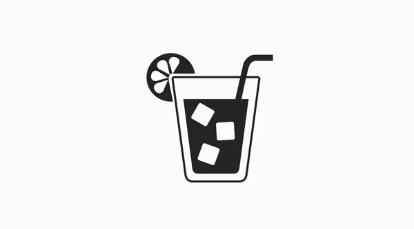 Trinken Icon Vektor Isolierte Schwarz Weiß Illustration Eines Glases Mit — Stockvektor