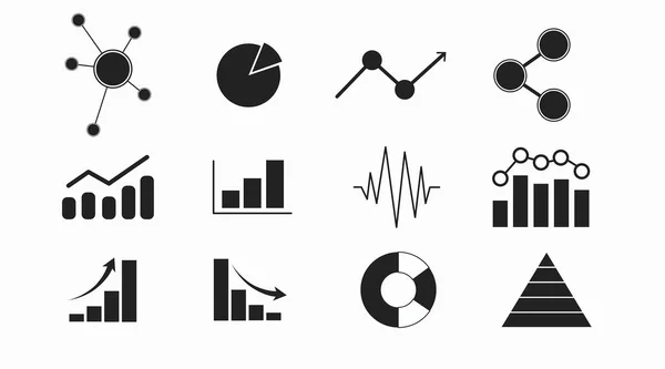 Diyagramlar, grafikler ve istatistik simgeleri. Vektör izole düz çizimler kümesi