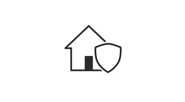 病媒保护的房子图标 带盾牌房屋的矢量孤立的图解 — 图库矢量图片