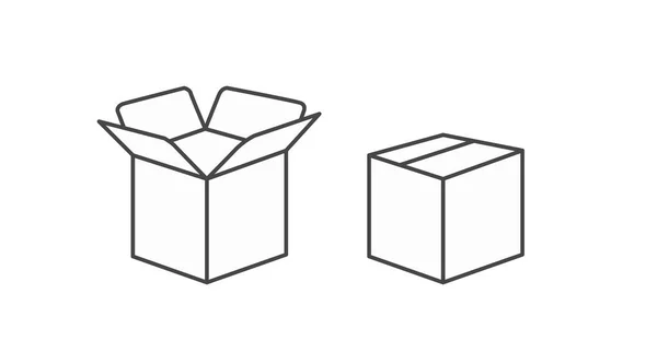 Coffrets Icône Set Illustration Noir Blanc Modifiable Isolée Vectorielle Boîtes — Image vectorielle