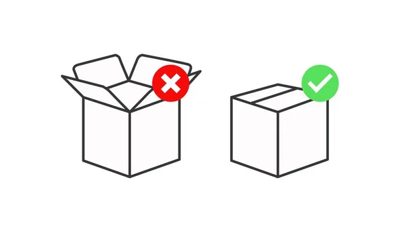 Box Icon Set Conjunto Vetorial Ilustração Caixas Abertas Fechadas — Vetor de Stock