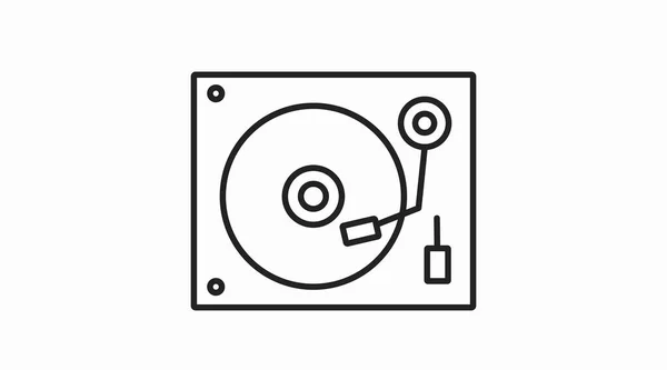 Turntable Icon Vector Black White Editable Simple Flat Illustration Turntable — Vetor de Stock