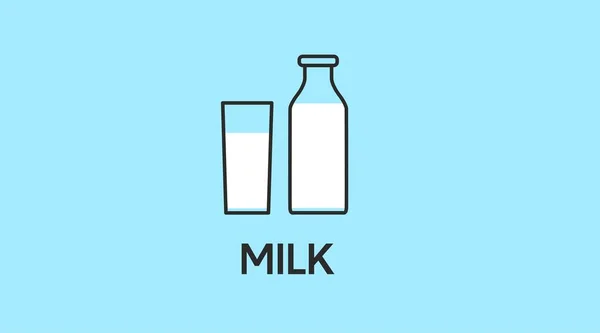 Melk Icoon Vector Bewerkbare Geïsoleerde Melk Fles Melk Glas Illustratie — Stockvector