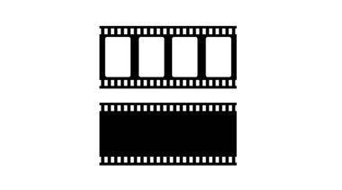 Film şeritleri illüstrasyonu. Film şeritlerinin siyah-beyaz düzenlenebilir düz çizimi