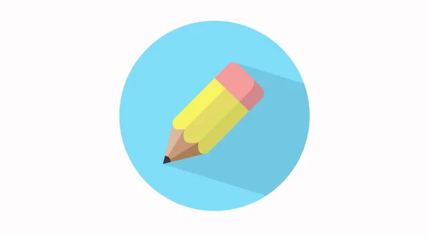 Ikona Tužky Modrá Zaoblená Upravitelná Plochá Tužka Ilustrace — Stockový vektor
