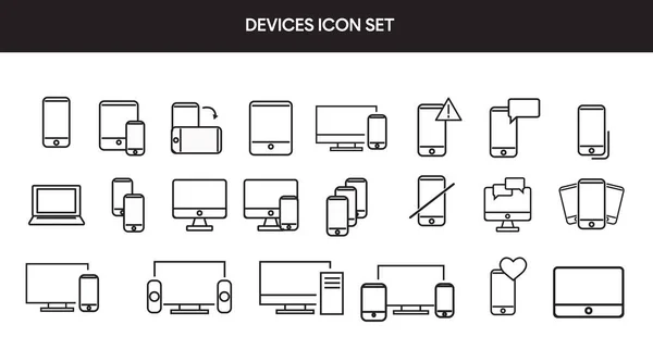 Appareils Icône Set Ensemble Illustrations Simples Pour Appareils Électroniques Communication — Image vectorielle
