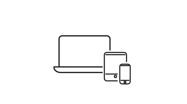 Eszközök Ikon Telefon Tablet Laptop Ikon Készlet Izolált Lapos Ehető — Stock Vector